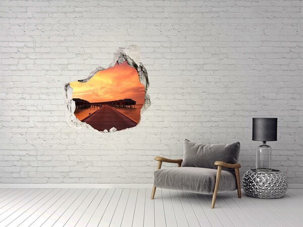 Finto buco nel muro 3D Tramonto sull'acqua