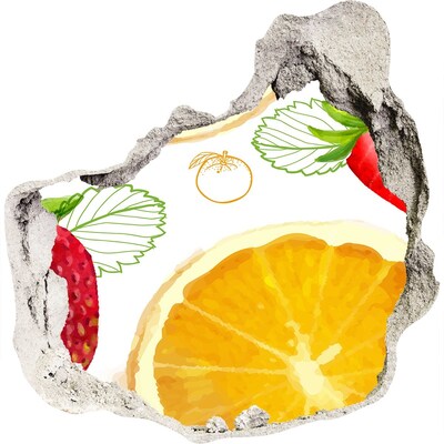 Adesivo effetto buco nel muro Paradiso fruttato nascosto nel muro