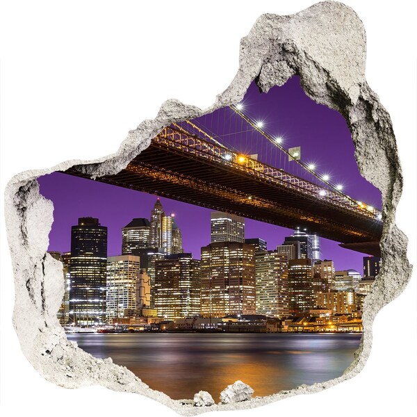 Finto buco nel muro 3D Ponte di Brooklyn di notte