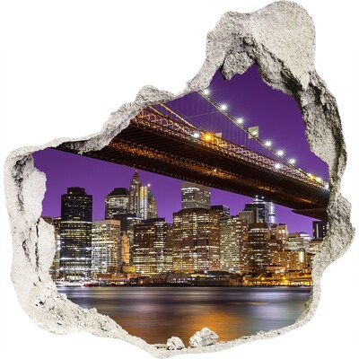Finto buco nel muro 3D Ponte di Brooklyn di notte