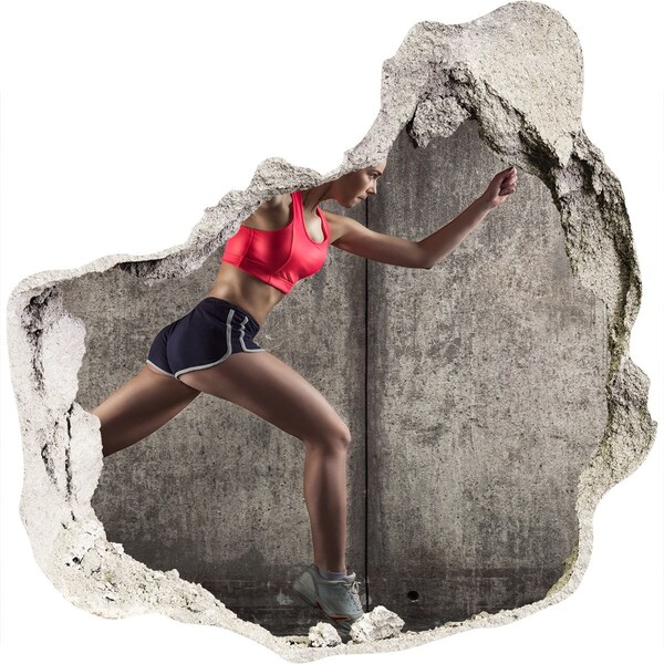 Adesivo effetto buco nel muro Corridore in azione