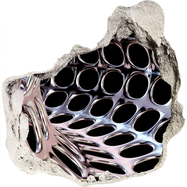 Adesivo effetto buco nel muro Rete metallica attraverso un foro nel muro