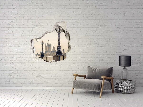 Adesivo effetto buco nel muro Veduta di Londra