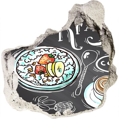 Finto buco nel muro 3D Colazione retrò