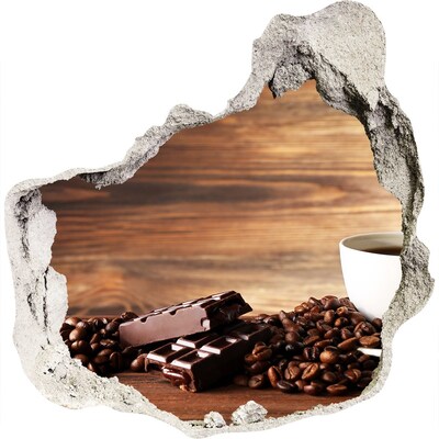 Adesivo effetto buco nel muro Angolo caffè con cioccolata