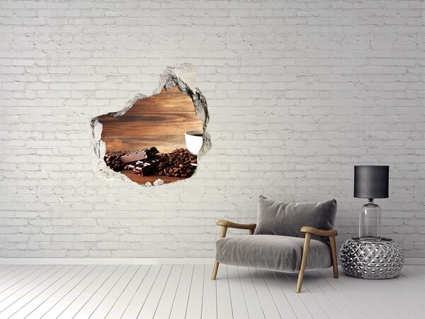 Adesivo effetto buco nel muro Angolo caffè con cioccolata