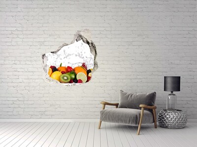 Trompe l'oeil buco nel muro Frutta fresca in un'esplosione d'acqua
