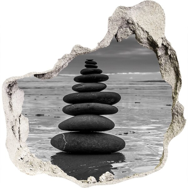 Adesivo effetto buco nel muro Torri di pietra sulla spiaggia