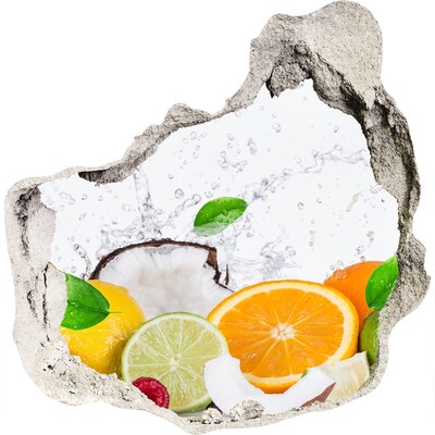 Adesivo effetto buco nel muro Un paradiso di frutta dietro le mura