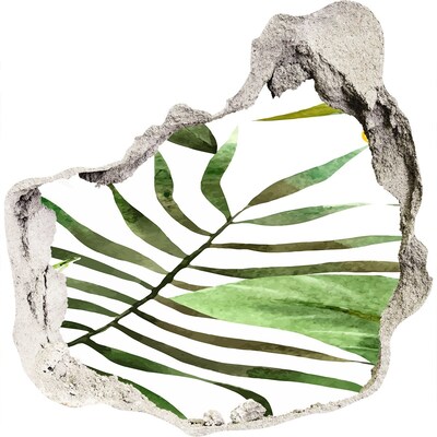 Finto buco nel muro 3D Una palma verde che spunta da un buco nel muro