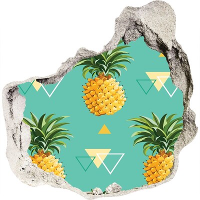 Adesivo effetto buco nel muro Ananas su sfondo turchese