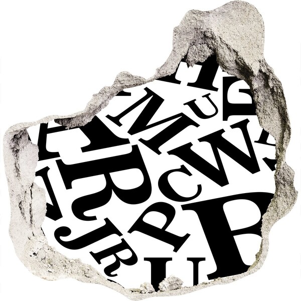 Trompe l'oeil buco nel muro Lettere spezzate sul muro