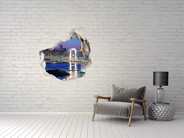 Finto buco nel muro 3D Il ponte di Tokyo di notte