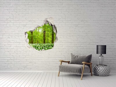Trompe l'oeil buco nel muro Una foresta verdeggiante in fiore