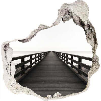 Adesivo effetto buco nel muro Molo in riva al mare