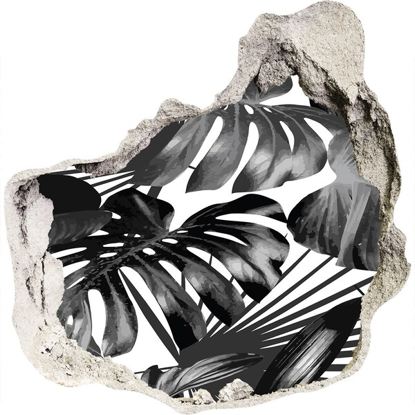 Trompe l'oeil buco nel muro Giungla tropicale in bianco e nero