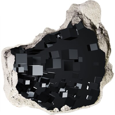 Adesivo effetto buco nel muro Cubi neri nello spazio 3D