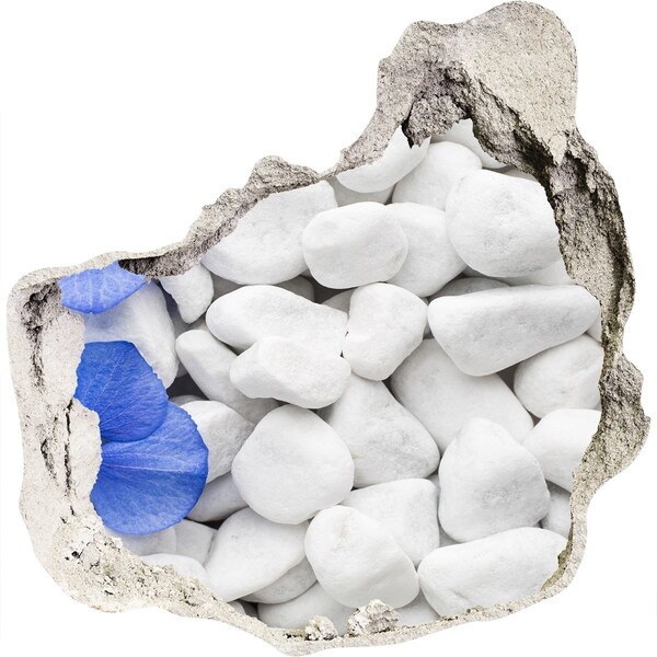 Adesivo effetto buco nel muro Ciottoli da spiaggia con un tocco di blu