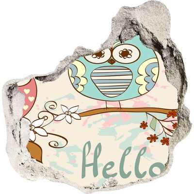 Adesivo effetto buco nel muro Gufo in un buco nel muro