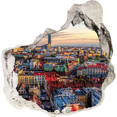 Finto buco nel muro 3D Una vista a volo d'uccello della città