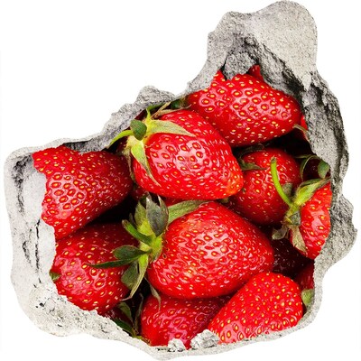 Adesivo effetto buco nel muro Fragole dolci nel cemento