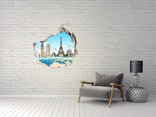 Trompe l'oeil buco nel muro Grandi monumenti del mondo