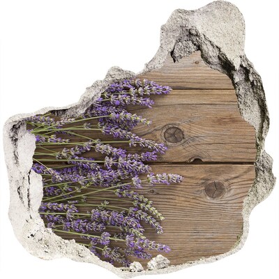 Trompe l'oeil buco nel muro Fiori di lavanda in una scatola di legno