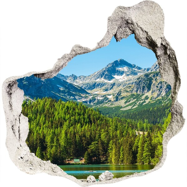 Finto buco nel muro 3D Paesaggio montano con lago