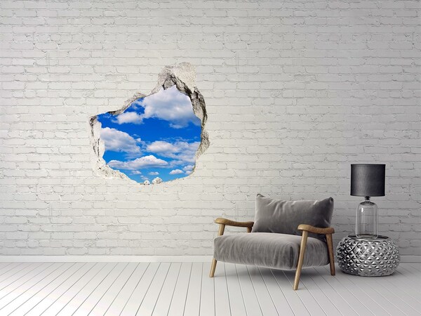 Trompe l'oeil buco nel muro Cielo azzurro con nuvole