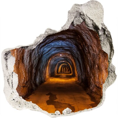 Trompe l'oeil buco nel muro Misterioso tunnel tra le montagne