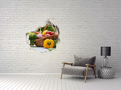 Trompe l'oeil buco nel muro Un cesto pieno di verdure fresche