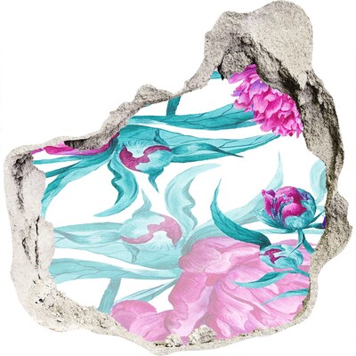 Adesivo effetto buco nel muro Giardino fiorito dietro il muro