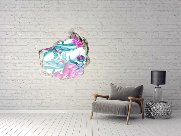 Adesivo effetto buco nel muro Giardino fiorito dietro il muro