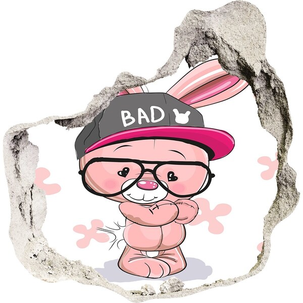 Finto buco nel muro 3D Coniglio con il cappello