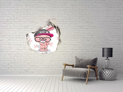 Finto buco nel muro 3D Coniglio con il cappello