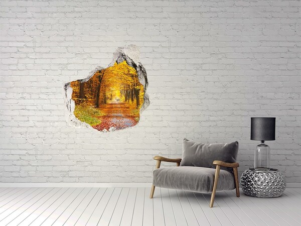 Finto buco nel muro 3D Viale autunnale nel bosco