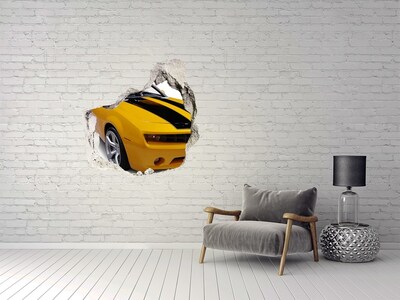 Trompe l'oeil buco nel muro Auto sportiva dorata