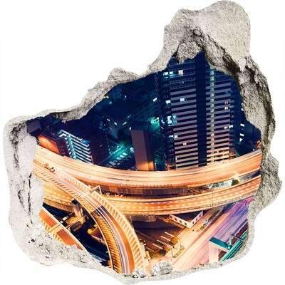 Adesivo effetto buco nel muro Veduta notturna della città