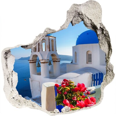 Adesivo effetto buco nel muro Santorini in tutto il suo splendore