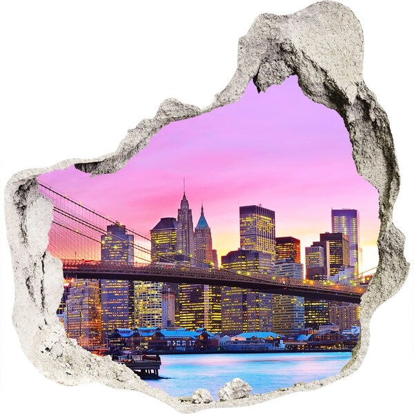 Finto buco nel muro 3D Lo skyline di New York al tramonto