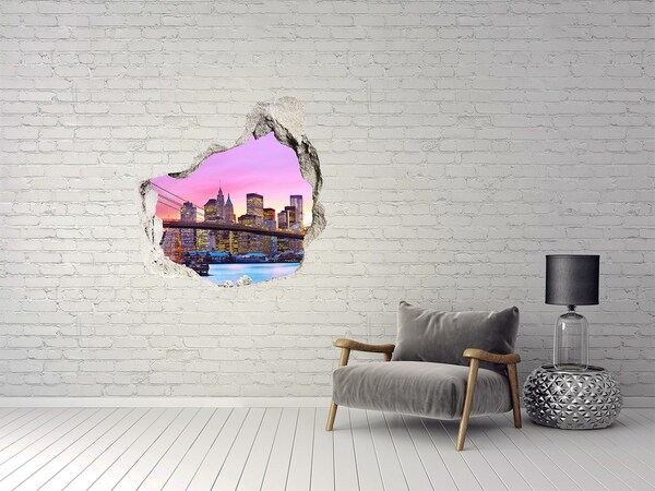 Finto buco nel muro 3D Lo skyline di New York al tramonto