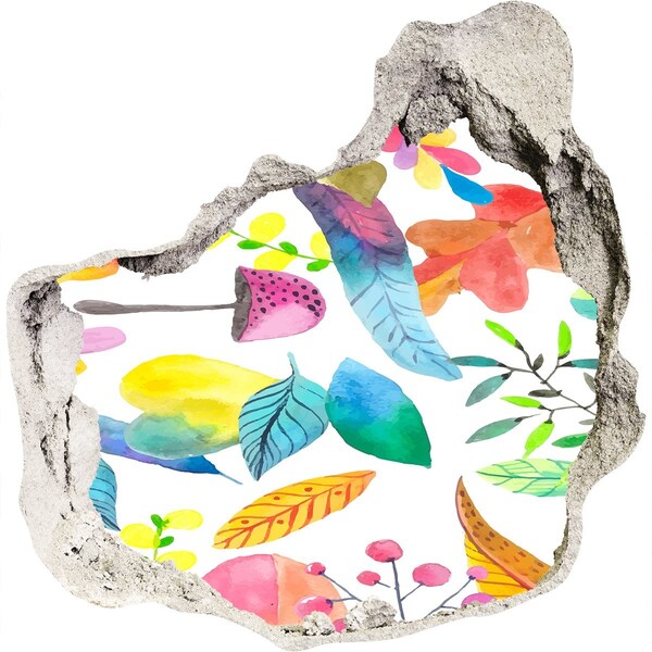 Adesivo effetto buco nel muro Murale floreale attraverso un buco nel muro