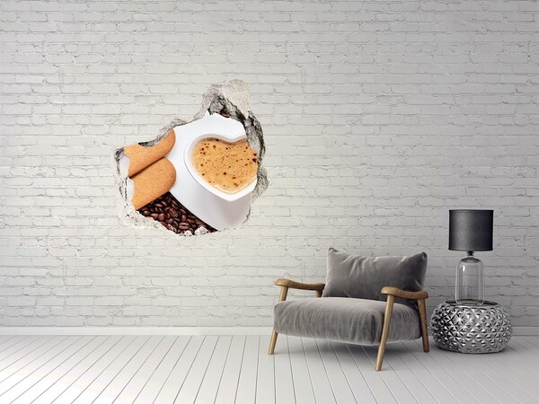 Trompe l'oeil buco nel muro Caffè con biscotti