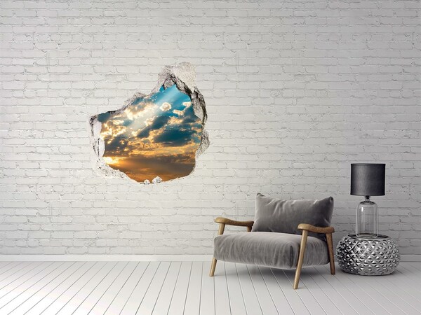 Trompe l'oeil buco nel muro Cielo nuvoloso al tramonto