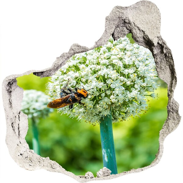 Finto buco nel muro 3D Prato fiorito con un'ape