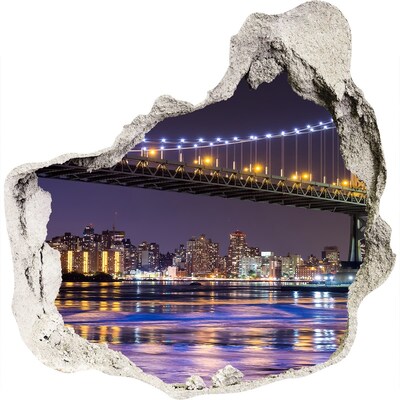 Trompe l'oeil buco nel muro Il ponte di notte