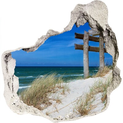 Finto buco nel muro 3D Spiaggia tropicale con pontile in legno