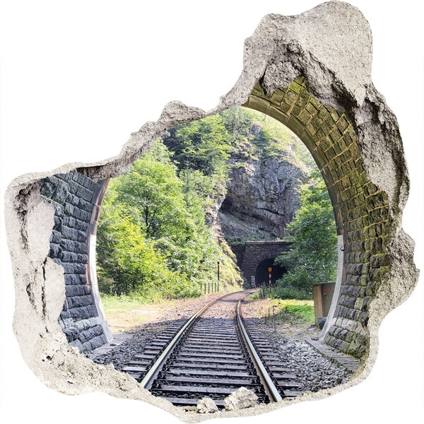 Finto buco nel muro 3D Binari ferroviari nella foresta