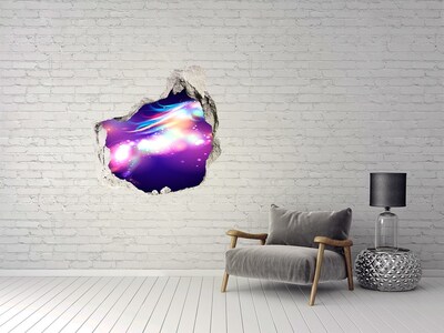 Trompe l'oeil buco nel muro Un'esplosione cosmica di colori