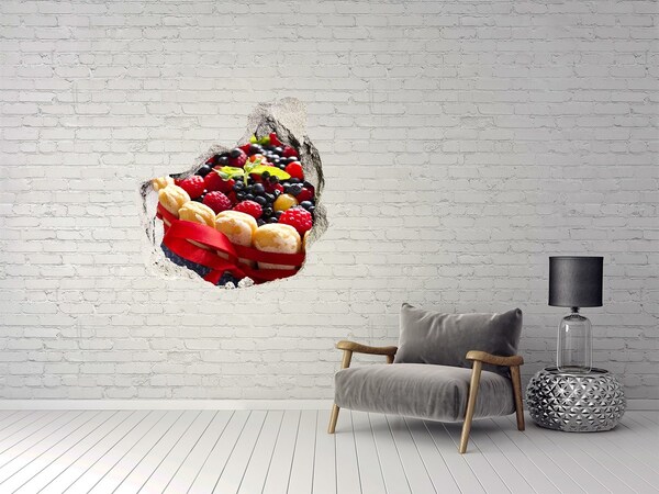 Trompe l'oeil buco nel muro Torta di frutta con buco nel muro